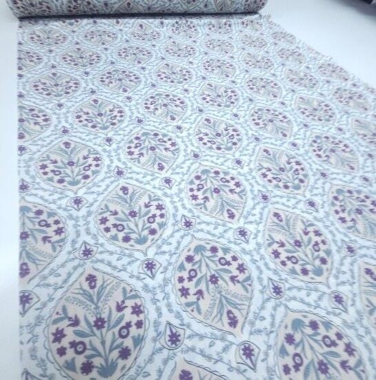 Çini Desen Viskon Kumaş Mor