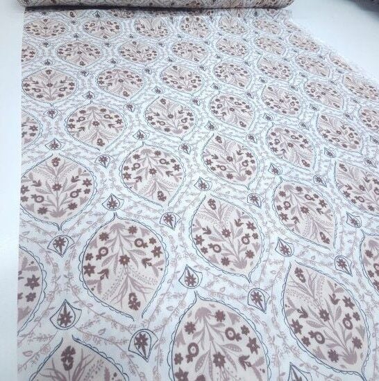 Çini Desen Viskon Kumaş Kahverengi