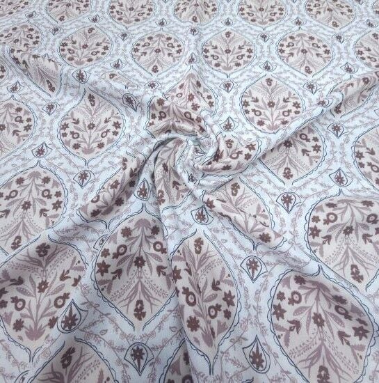 Çini Desen Viskon Kumaş Kahverengi