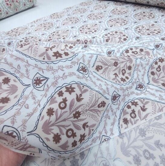 Çini Desen Viskon Kumaş Kahverengi