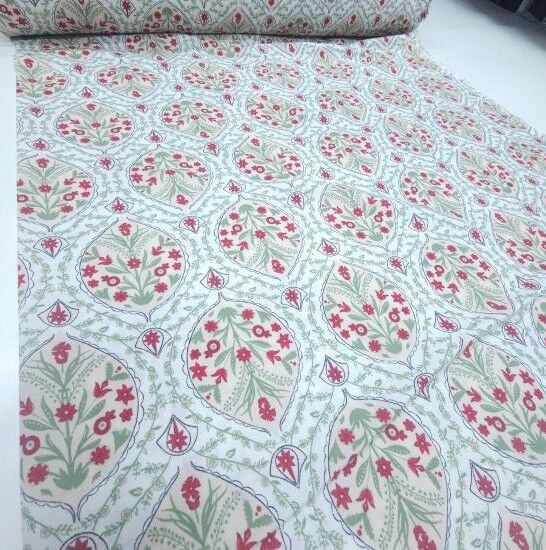 Çini Desen Viskon Kumaş Bordo