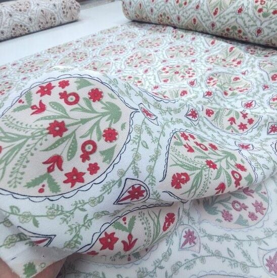 Çini Desen Viskon Kumaş Bordo