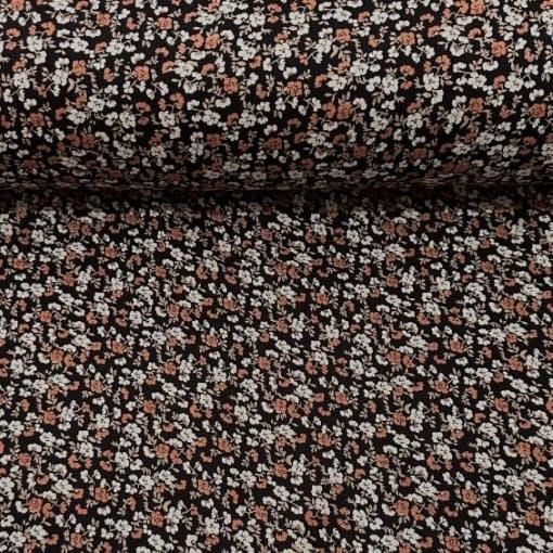 Sık Çiçekler Viskon Kumaş kahverengi