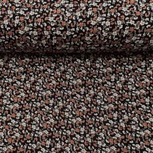 Sık Çiçekler Viskon Kumaş kahverengi