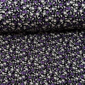 Sık Çiçekler Viskon Kumaş lila