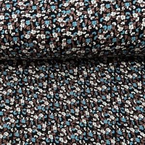 Sık Çiçekler Viskon Kumaş turkuaz