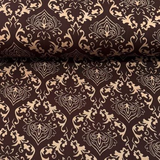 Otantik Desen Viskon Kumaş kahverengi