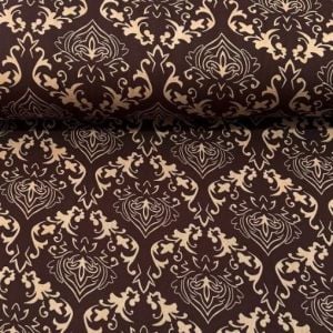 Otantik Desen Viskon Kumaş kahverengi