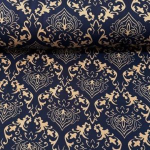 Otantik Desen Viskon Kumaş lacivert