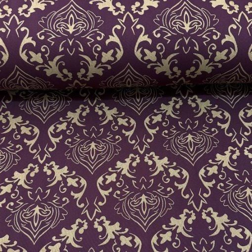 Otantik Desen Viskon Kumaş mor