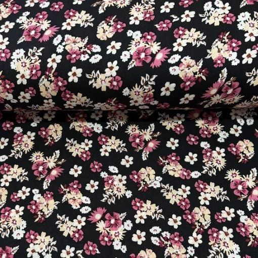 Mutlu Çiçekler Viskon Kumaş pembe