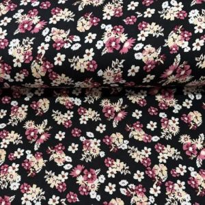 Mutlu Çiçekler Viskon Kumaş pembe