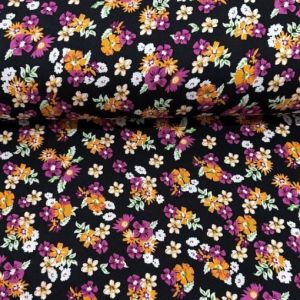 Mutlu Çiçekler Viskon Kumaş mor