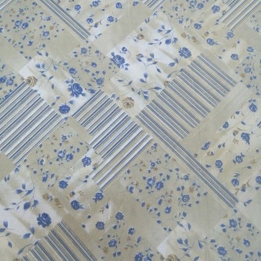 Desenli Krep Mavi Çiçekler