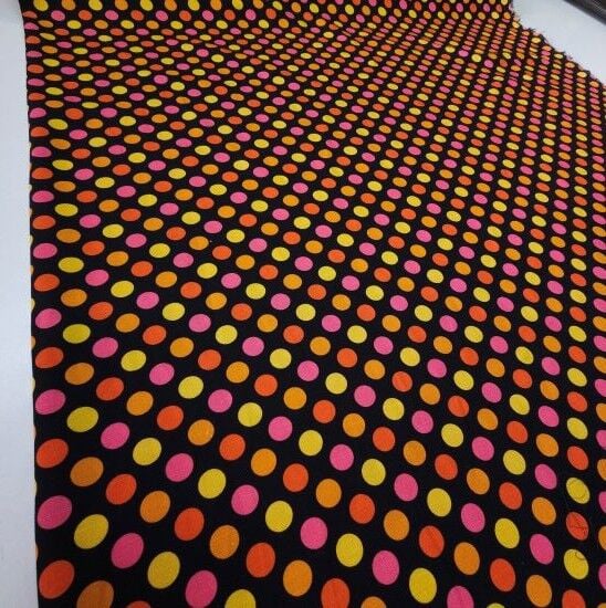 Renkli Puantiye Pamuklu  Keten