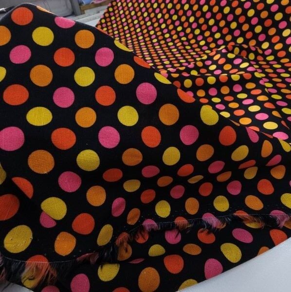 Renkli Puantiye Pamuklu  Keten