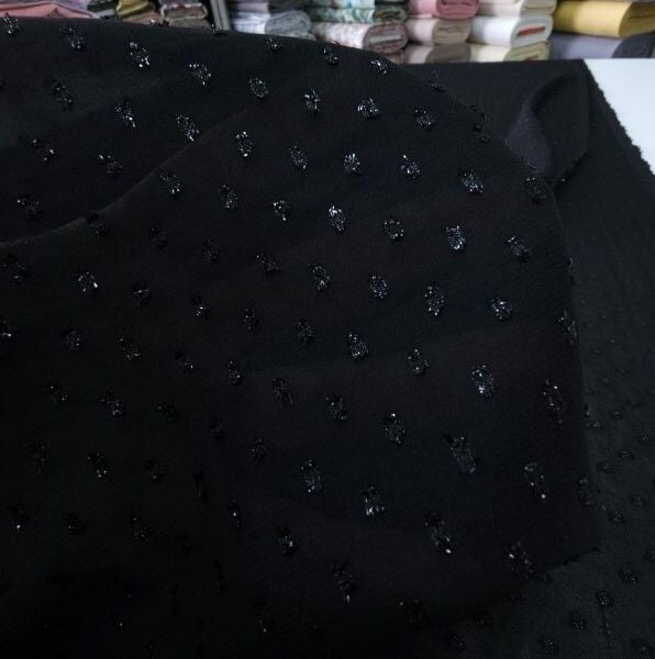 Ponpon Tül Kumaş Siyah