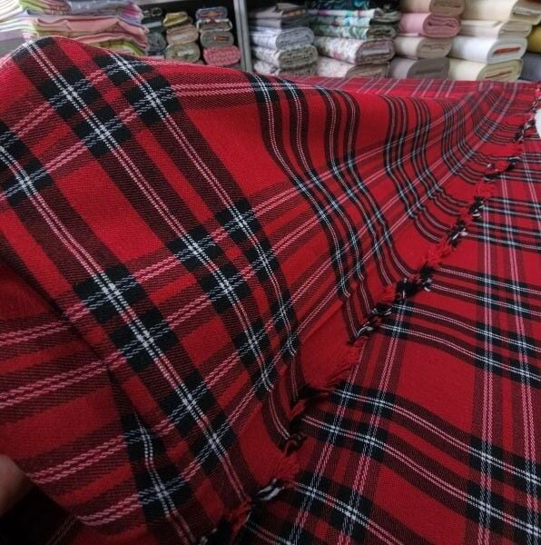 Scotch Kareli Pamuklu Kırmızı