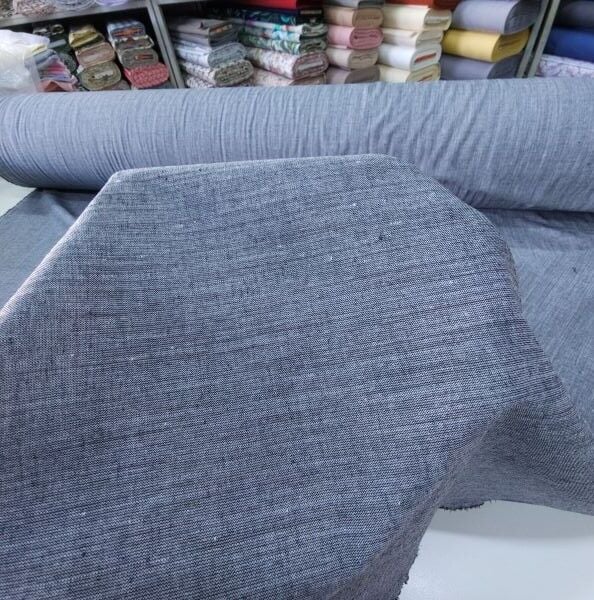 Naturel Pamuk Keten Kumaş Gri