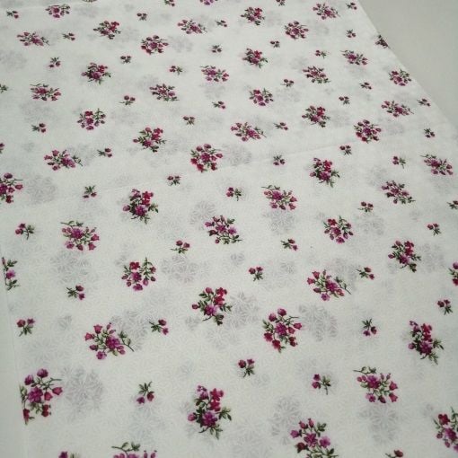 Demet Çiçekler Nevresim Kumaşı Pembe