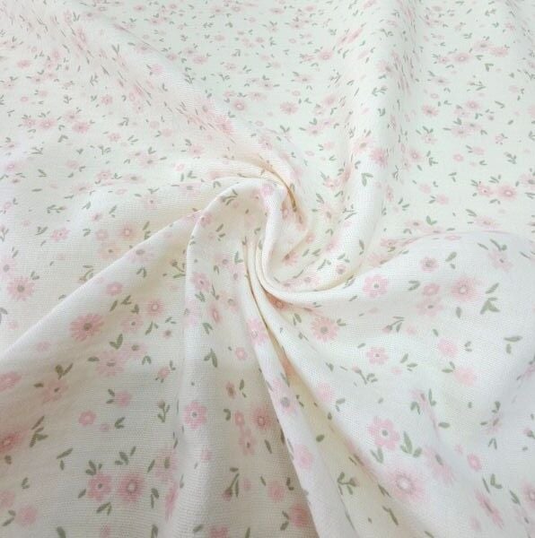 Çift Katlı Müslin Kumaş Soft Çiçekler Pudra