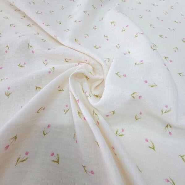 Çift Katlı Müslin Kumaş Lale Pembe