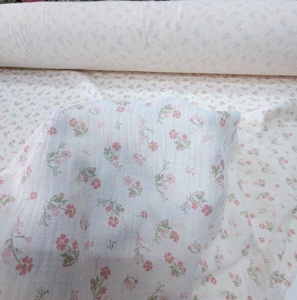 Çift Katlı Müslin Kumaş Mutluluk Pembe