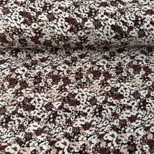 Pastel Çiçekler Viskon Kumaş kahverengi