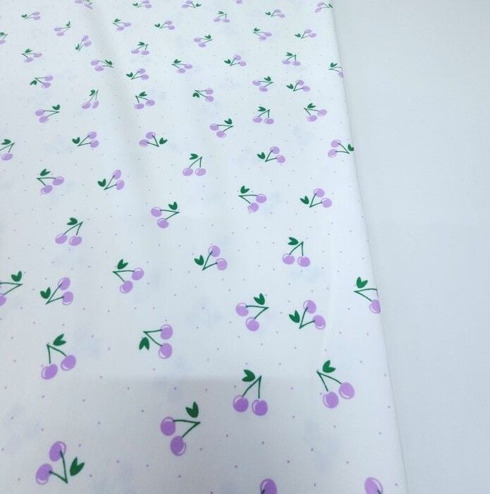Meyve Şöleni Double Kumaş Kirazlar Lila