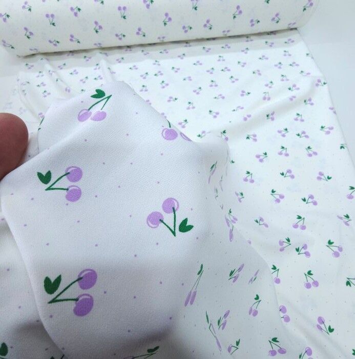 Meyve Şöleni Double Kumaş Kirazlar Lila