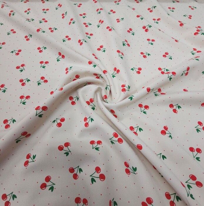 Meyve Şöleni Double Kumaş Kirazlar Bej