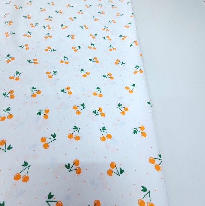 Meyve Şöleni Double Kumaş Kirazlar Turuncu