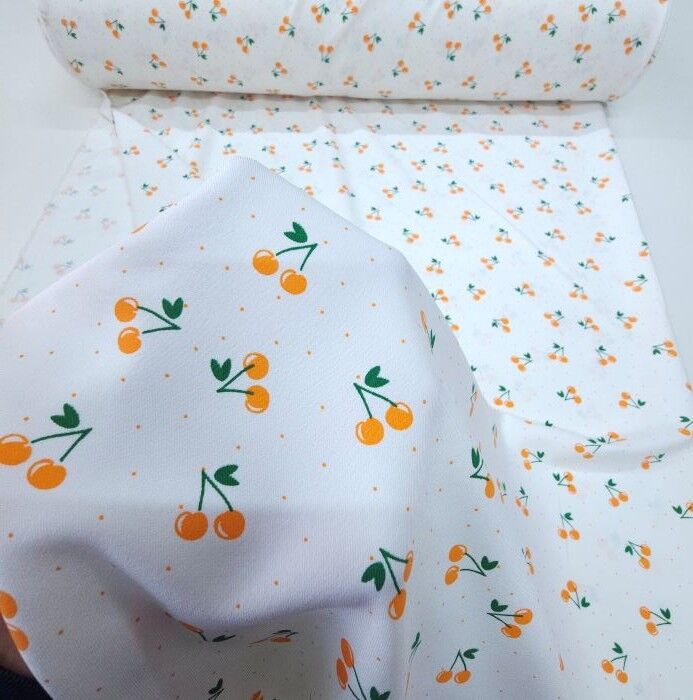 Meyve Şöleni Double Kumaş Kirazlar Turuncu