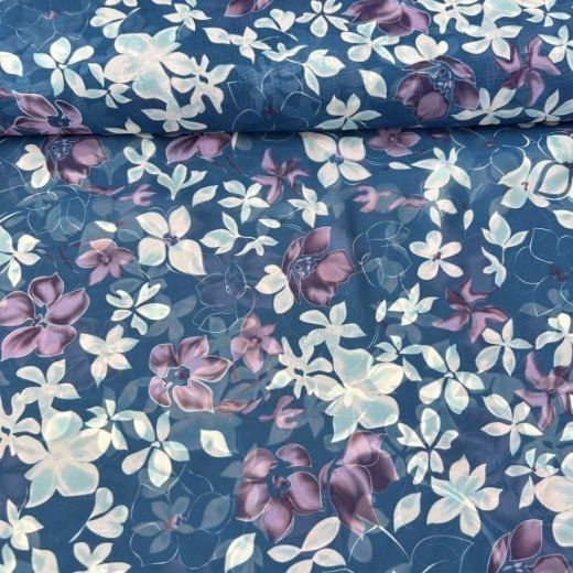 Lotus Çiçekler Şifon Kumaş