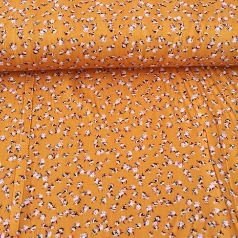 Uçuşan Çiçekler Viskon Kumaş kiremit