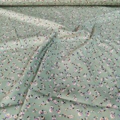 Uçuşan Çiçekler Viskon Kumaş yeşil
