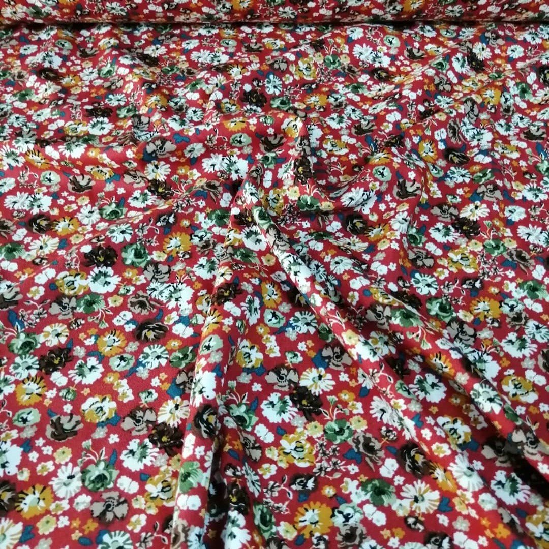 Gelincik Çiçekleri Viskon Kumaş kiremit