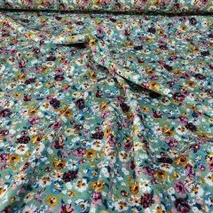 Gelincik Çiçekleri Viskon Kumaş yeşil