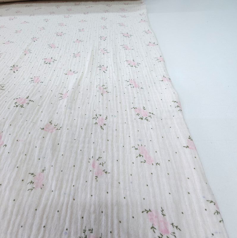 Çift Katlı Müslin Kumaş Bahar İki Yüzlü Krem