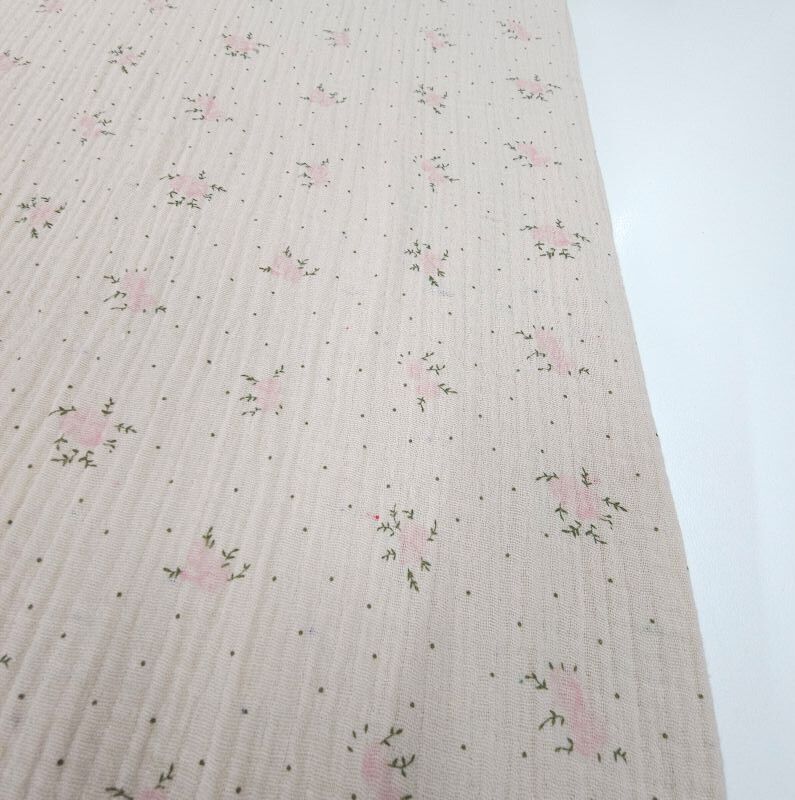 Çift Katlı Müslin Kumaş Bahar İki Yüzlü Bej