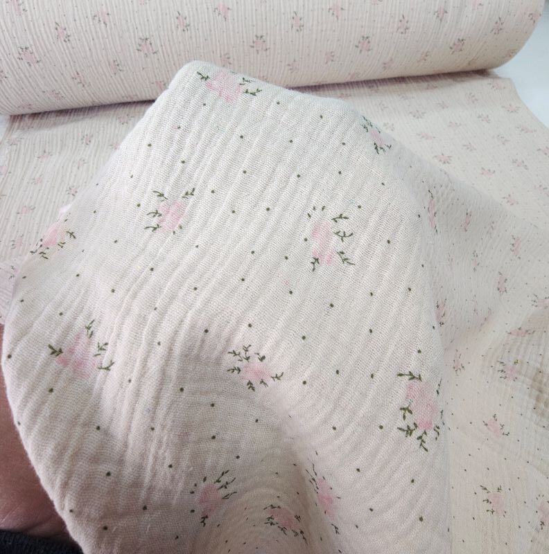 Çift Katlı Müslin Kumaş Bahar İki Yüzlü Bej