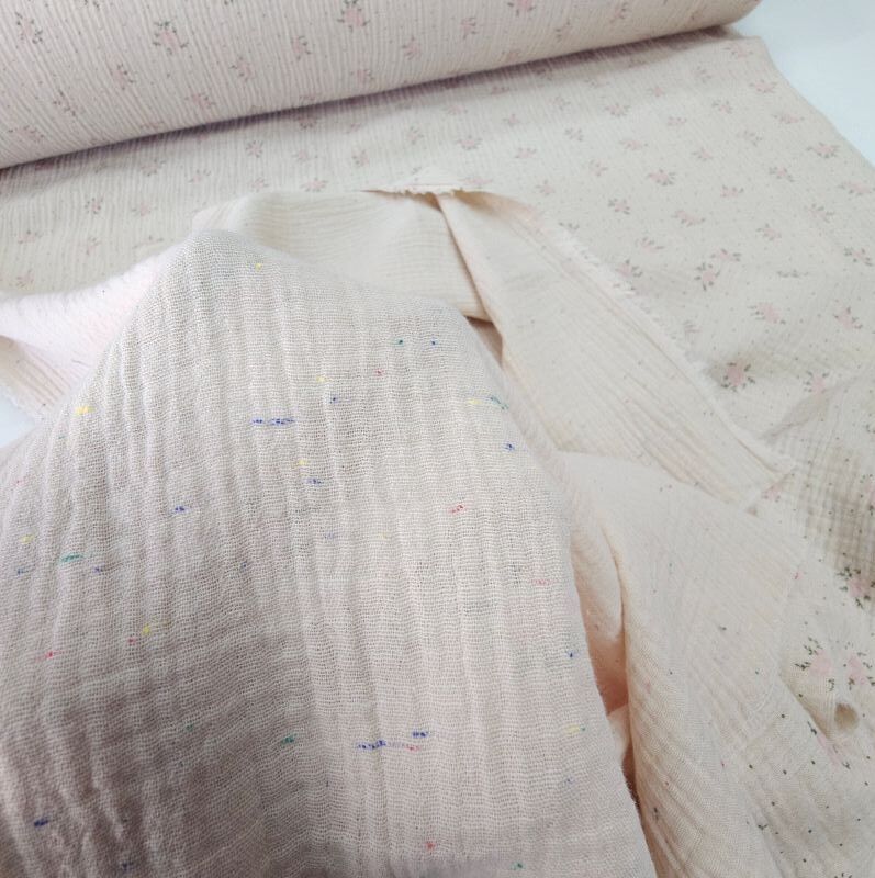 Çift Katlı Müslin Kumaş Bahar İki Yüzlü Bej