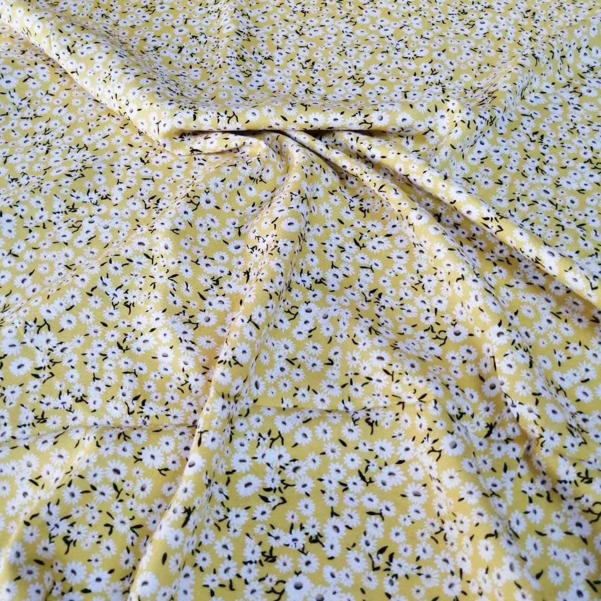 Minik Çiçekli Viskon Kumaş sarı