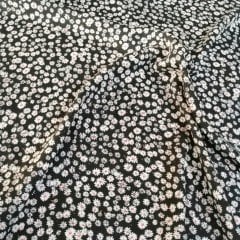 Minik Çiçekli Viskon Kumaş siyah