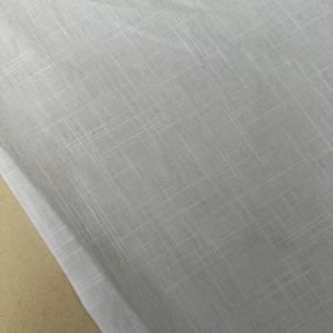 Flamlı Keten Kumaş Beyaz