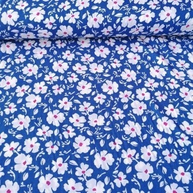 Karanfiller Viskon Kumaş mavi