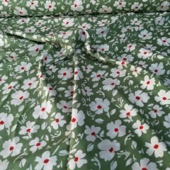 Karanfiller Viskon Kumaş yeşil