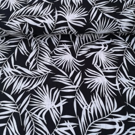 Geniş Dallar Viskon Kumaş siyah