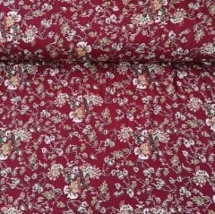 Karanfil Dalları Viskon kumaş bordo