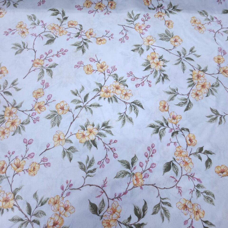 İnce Dallar Poplin Kumaş sarı